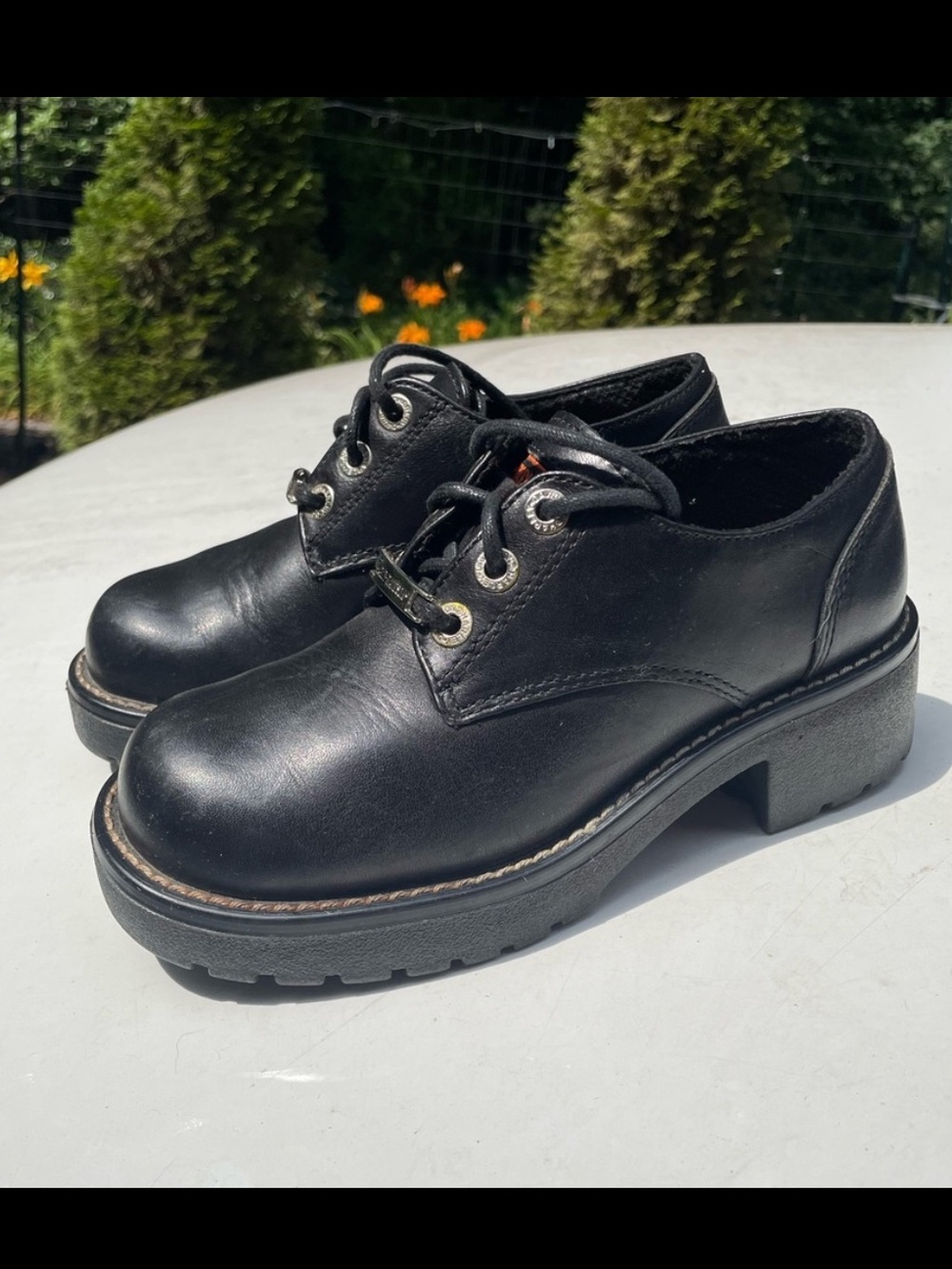 Harley-Davidson Black Chunky Heel Ankle Boots Size 6